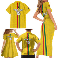 Custom Ghana Football Family Matching Short Sleeve Bodycon Dress and Hawaiian Shirt Go Black Stars Go