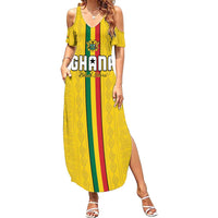 Custom Ghana Football Family Matching Summer Maxi Dress and Hawaiian Shirt Go Black Stars Go