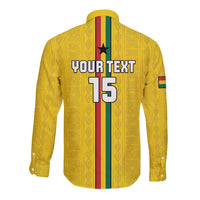 Custom Ghana Football Long Sleeve Button Shirt Go Black Stars Go