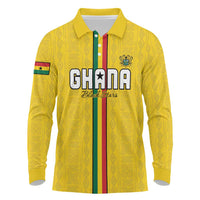 Custom Ghana Football Long Sleeve Polo Shirt Go Black Stars Go