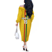 Custom Ghana Football Off The Shoulder Long Sleeve Dress Go Black Stars Go