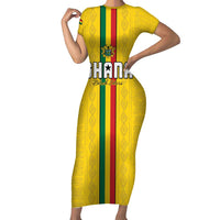 Custom Ghana Football Short Sleeve Bodycon Dress Go Black Stars Go