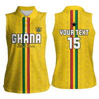 Custom Ghana Football Women Sleeveless Polo Shirt Go Black Stars Go