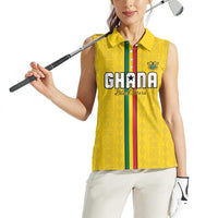 Custom Ghana Football Women Sleeveless Polo Shirt Go Black Stars Go