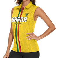 Custom Ghana Football Women Sleeveless Polo Shirt Go Black Stars Go