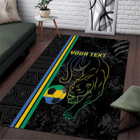 Custom Gabon Football Area Rug Go Les Pantheres - Black Ver