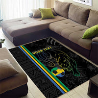 Custom Gabon Football Area Rug Go Les Pantheres - Black Ver