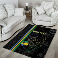 Custom Gabon Football Area Rug Go Les Pantheres - Black Ver