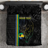 Custom Gabon Football Bedding Set Go Les Pantheres - Black Ver