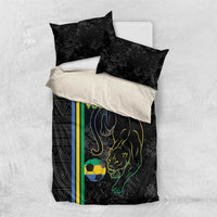 Custom Gabon Football Bedding Set Go Les Pantheres - Black Ver