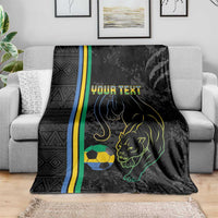 Custom Gabon Football Blanket Go Les Pantheres - Black Ver