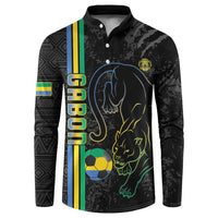 Custom Gabon Football Button Sweatshirt Go Les Pantheres - Black Ver