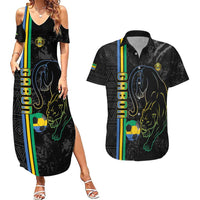 Custom Gabon Football Couples Matching Summer Maxi Dress and Hawaiian Shirt Go Les Pantheres - Black Ver