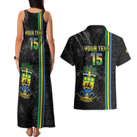 Custom Gabon Football Couples Matching Tank Maxi Dress and Hawaiian Shirt Go Les Pantheres - Black Ver