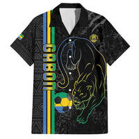 Custom Gabon Football Family Matching Off The Shoulder Long Sleeve Dress and Hawaiian Shirt Go Les Pantheres - Black Ver