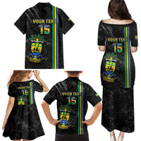 Custom Gabon Football Family Matching Puletasi and Hawaiian Shirt Go Les Pantheres - Black Ver