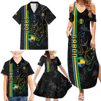 Custom Gabon Football Family Matching Summer Maxi Dress and Hawaiian Shirt Go Les Pantheres - Black Ver