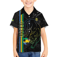 Custom Gabon Football Family Matching Summer Maxi Dress and Hawaiian Shirt Go Les Pantheres - Black Ver