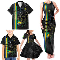 Custom Gabon Football Family Matching Tank Maxi Dress and Hawaiian Shirt Go Les Pantheres - Black Ver
