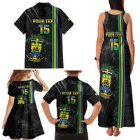 Custom Gabon Football Family Matching Tank Maxi Dress and Hawaiian Shirt Go Les Pantheres - Black Ver