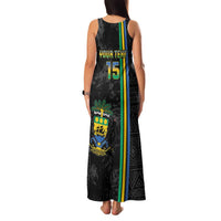 Custom Gabon Football Family Matching Tank Maxi Dress and Hawaiian Shirt Go Les Pantheres - Black Ver
