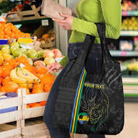 Custom Gabon Football Grocery Bag Go Les Pantheres - Black Ver