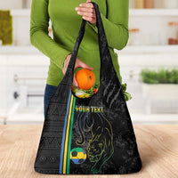Custom Gabon Football Grocery Bag Go Les Pantheres - Black Ver