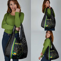 Custom Gabon Football Grocery Bag Go Les Pantheres - Black Ver