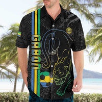Custom Gabon Football Hawaiian Shirt Go Les Pantheres - Black Ver