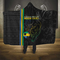 Custom Gabon Football Hooded Blanket Go Les Pantheres - Black Ver