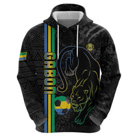 Custom Gabon Football Hoodie Go Les Pantheres - Black Ver