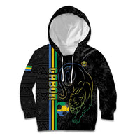 Custom Gabon Football Kid Hoodie Go Les Pantheres - Black Ver