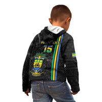 Custom Gabon Football Kid Hoodie Go Les Pantheres - Black Ver