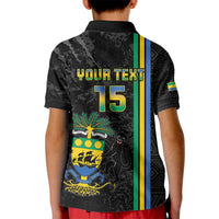 Custom Gabon Football Kid Polo Shirt Go Les Pantheres - Black Ver