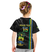 Custom Gabon Football Kid T Shirt Go Les Pantheres - Black Ver