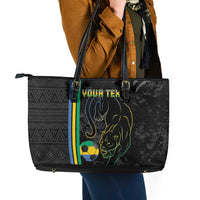 Custom Gabon Football Leather Tote Bag Go Les Pantheres - Black Ver