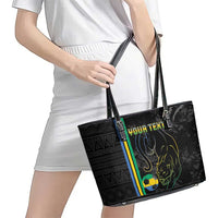 Custom Gabon Football Leather Tote Bag Go Les Pantheres - Black Ver
