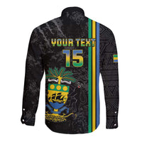 Custom Gabon Football Long Sleeve Button Shirt Go Les Pantheres - Black Ver