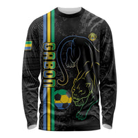 Custom Gabon Football Long Sleeve Shirt Go Les Pantheres - Black Ver