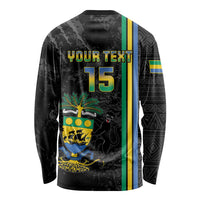 Custom Gabon Football Long Sleeve Shirt Go Les Pantheres - Black Ver