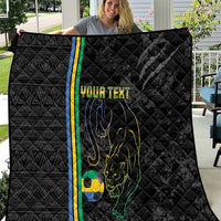 Custom Gabon Football Quilt Go Les Pantheres - Black Ver