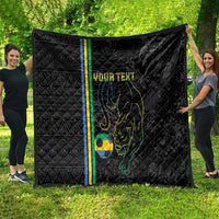 Custom Gabon Football Quilt Go Les Pantheres - Black Ver