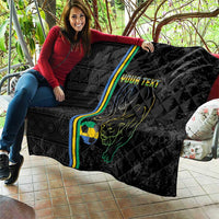Custom Gabon Football Quilt Go Les Pantheres - Black Ver