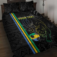 Custom Gabon Football Quilt Bed Set Go Les Pantheres - Black Ver
