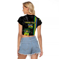 Custom Gabon Football Raglan Cropped T Shirt Go Les Pantheres - Black Ver