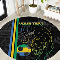 Custom Gabon Football Round Carpet Go Les Pantheres - Black Ver