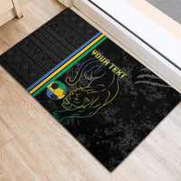 Custom Gabon Football Rubber Doormat Go Les Pantheres - Black Ver
