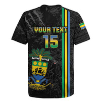 Custom Gabon Football Rugby Jersey Go Les Pantheres - Black Ver