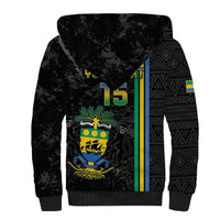 Custom Gabon Football Sherpa Hoodie Go Les Pantheres - Black Ver