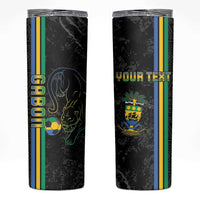 Custom Gabon Football Skinny Tumbler Go Les Pantheres - Black Ver